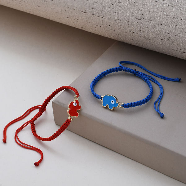 Elephant Evil Eye Bracelet Rakhi (Set of 2)