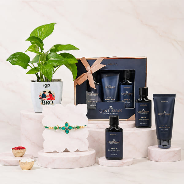 Emerald Blessings Rakhi & Grooming Hamper