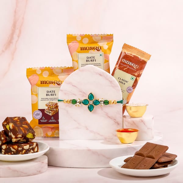 Emerald Rakhi and Chocolate Combo