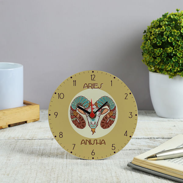 Enchanted Zodiac - Personalized Desk Clock - Aries