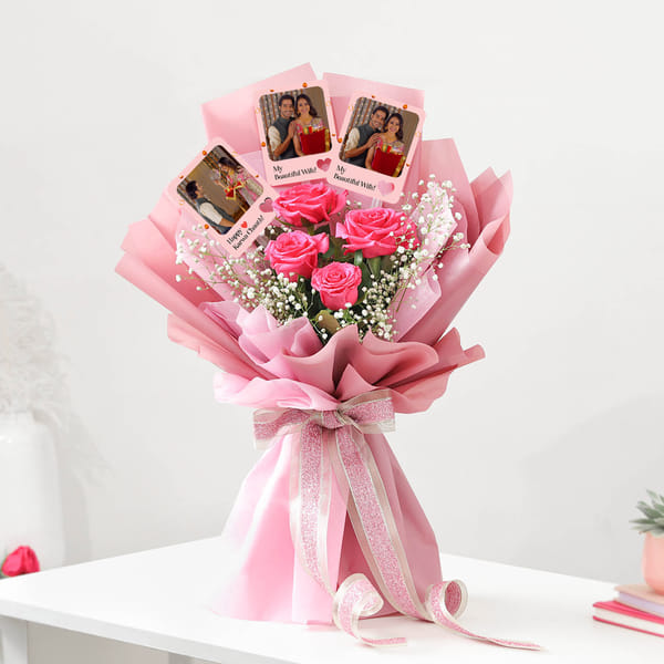 Enchanting Personalized Karwa Chauth Fridge Magnet Bouquet