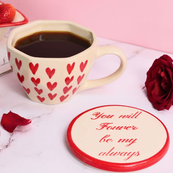 Endearing Heart Mug And Coaster Set - Single Piece