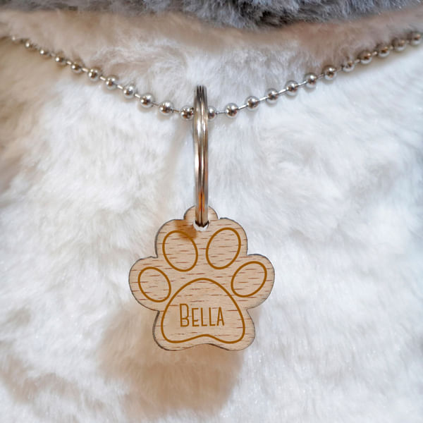 Engraved Paw Shaped Pet Tag