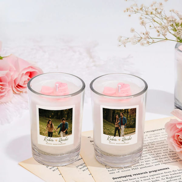 Eternal Love Personalized Anniversary Candle - Set Of 2