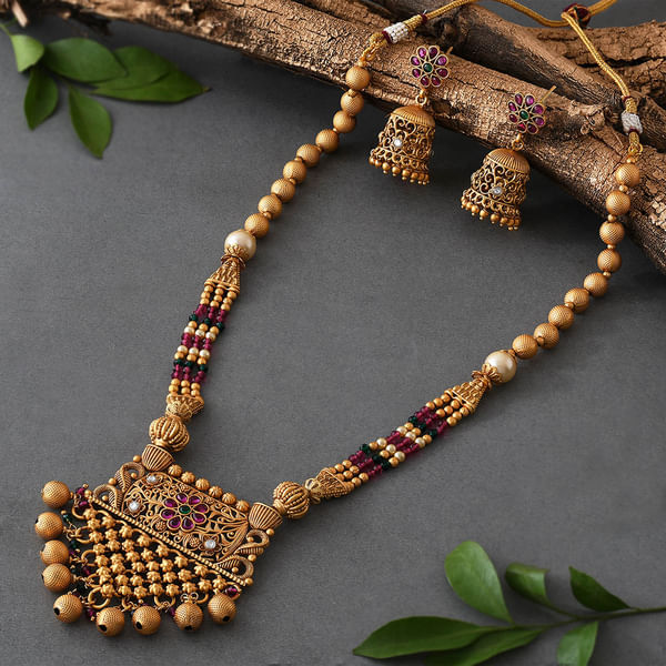 Ethnic Red Beads Necklace set