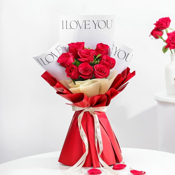 Ever After 8 Red Roses Anniversary Gift Bouquet