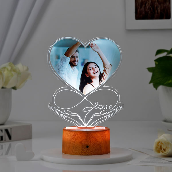 Everlasting Love - Personalized Wooden Base LED Lamp