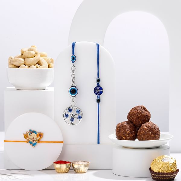 Evil Eye Charm Bhaiya Bhabhi Rakhi Hamper