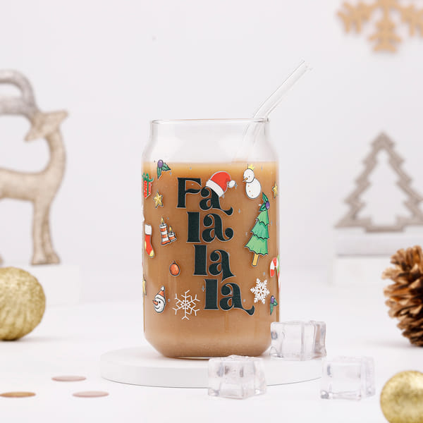 Fa La La La - Can Glass With Straw
