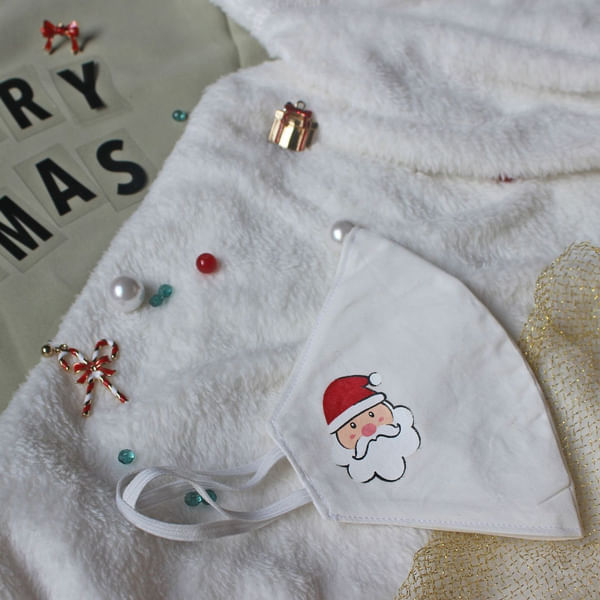 Face Mask - Santa - White