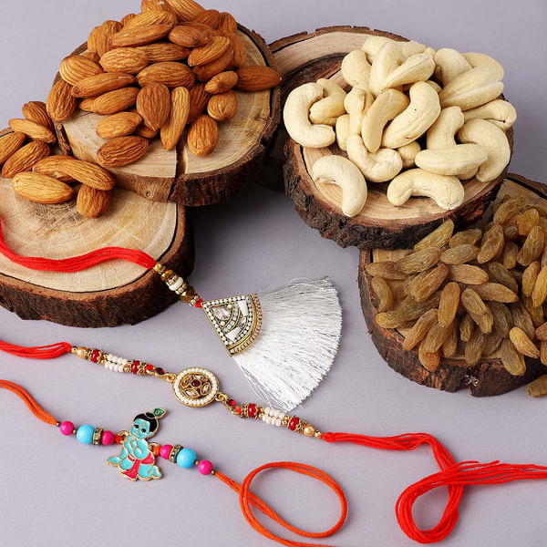 Family Rakhi Set Of 3 With Dry Fruits