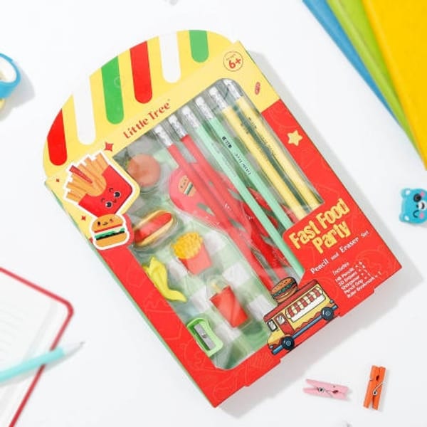 Fast Food Shaped Pencil Eraser Kit Assorted Set Of 13