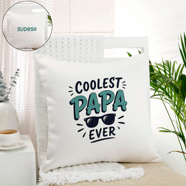 Father's Day Personalized Coolest Papa Ever Cushion