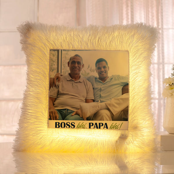 Father's Day Personalized LED Fur Cushion