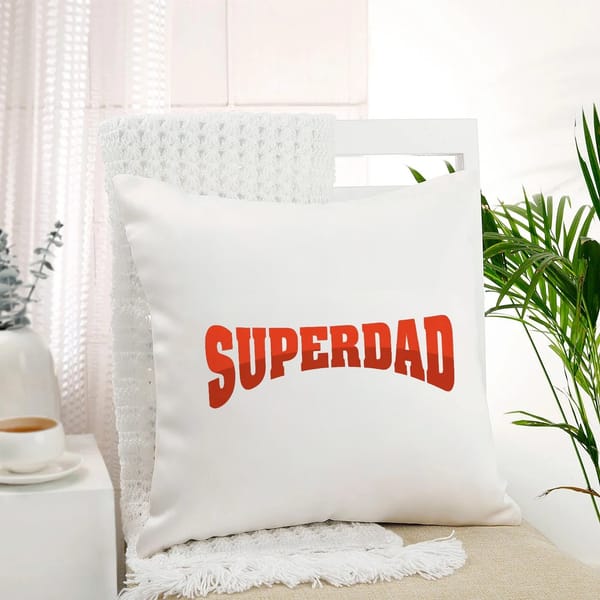 Father's Day Super Dad Power Emblem Cushion
