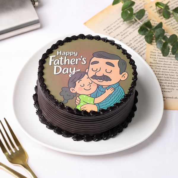 Father's Hug Chocolate Photo Cake