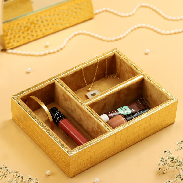 Faux Leather Organizer With Three Compartments