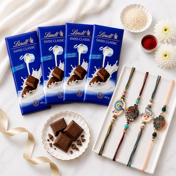 Festive Peacock Rakhi Hamper with Lindt Chocolate
