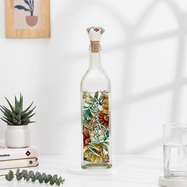 Floral Bloom Personalized Glass Water Bottle
