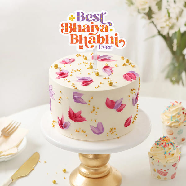Floral Cake For Bhaiya Bhabhi