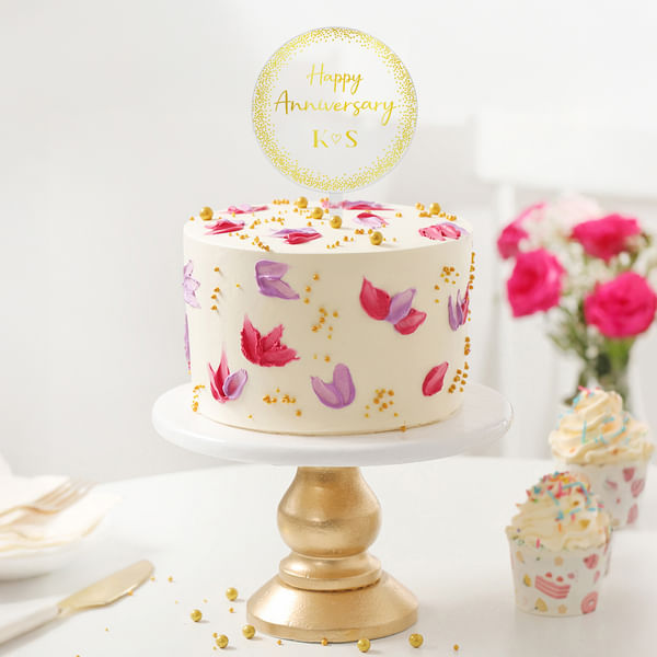 Floral Delight Personalized Anniversary Cake (450 g)