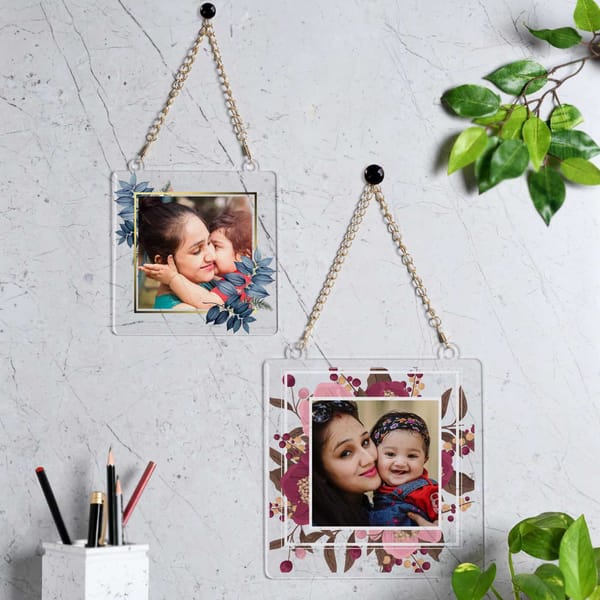 Floral Design Personalized Wall Hanging Photo Frame For Mom