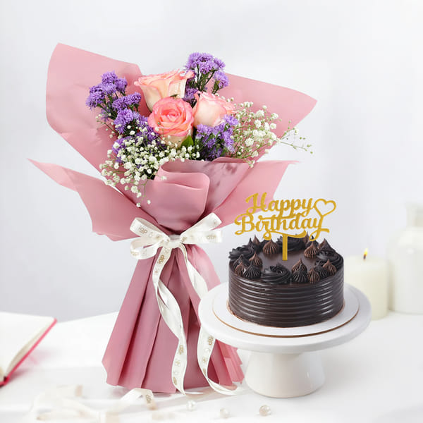 Floral Grace & Truffle Indulgence Birthday Combo