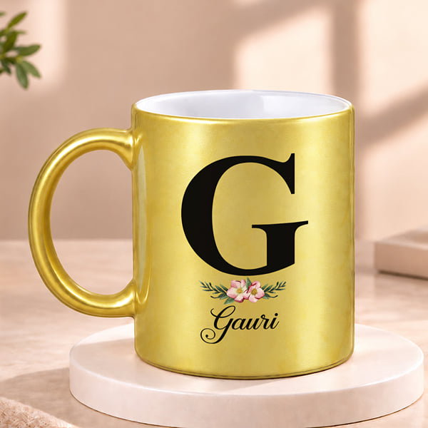 Floral Personalized Gold Mug