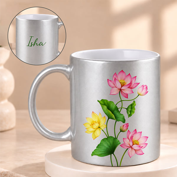 Floral Personalized Silver Mug
