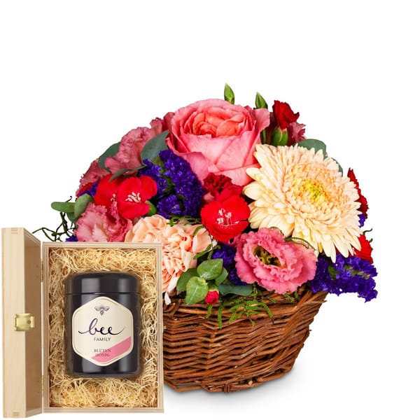 Flower arrangement 'Melody of Color' with Bee Family Swiss b