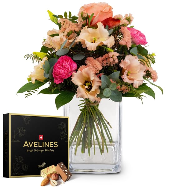 Flower bouquet 'Lovely' with Avelines pralines from Maestran