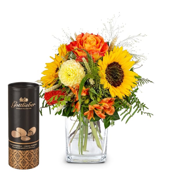 Flower bouquet 'Smiley' with Gottlieber cocoa almonds