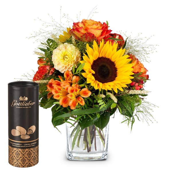 Flower bouquet 'Smiley' with Gottlieber cocoa almonds