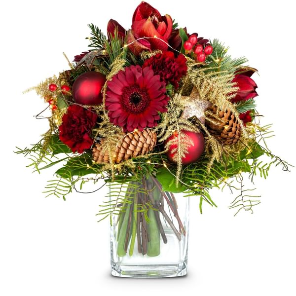 Flower bouquet Winter Time with Christmas lights