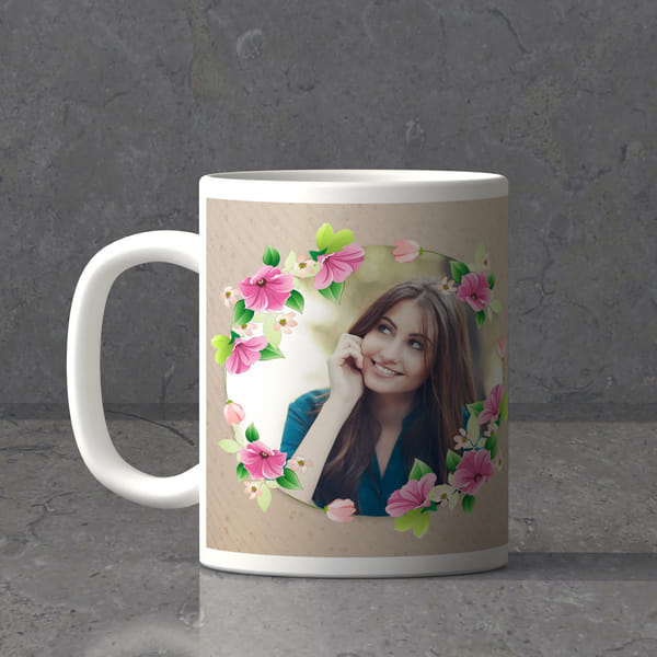 Flower Frame Personalized Birthday Mug