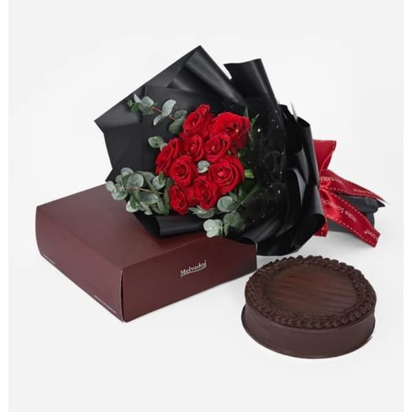 Flowers with Melvados Royal Chocolate Truffle Frozen Cake