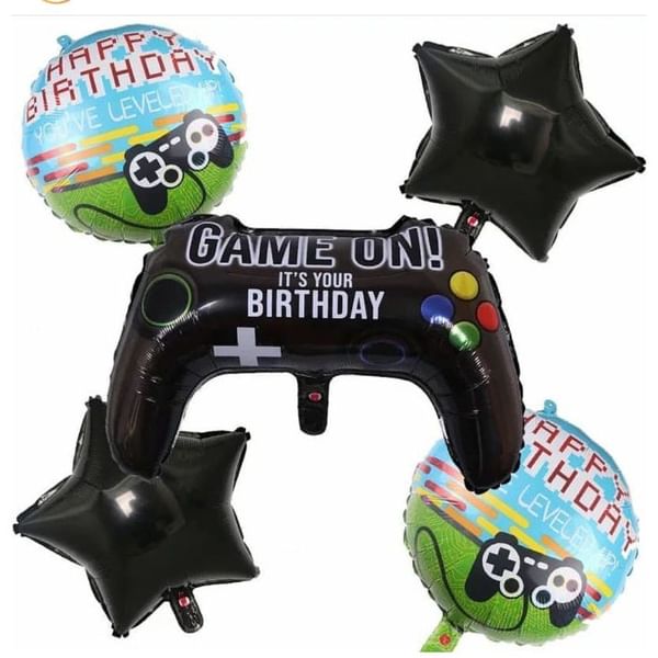 Foil Balloons Set - Game Theme - Happy Birthday - Set Of 5