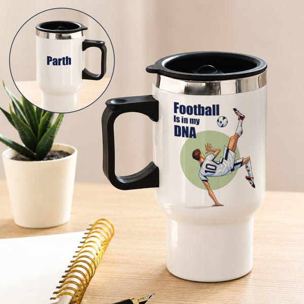 Football is in My DNA Personalized Travel Mug