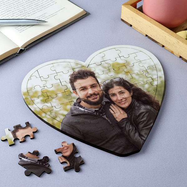 Forever Love Personalized Wooden Jigsaw Heart Puzzle