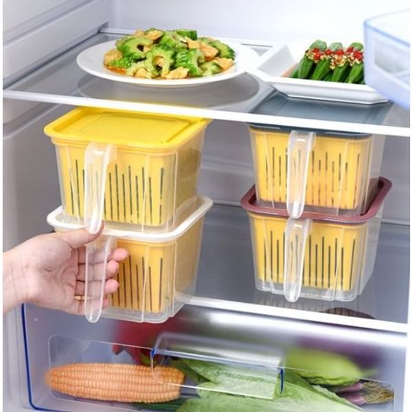 Fridge Storage Box With Strainer Set