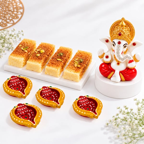 Ganesh Sweets and Diyas Diwali Set