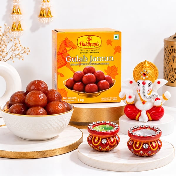 Ganesha Idol with Sweets Diwali Gift Set