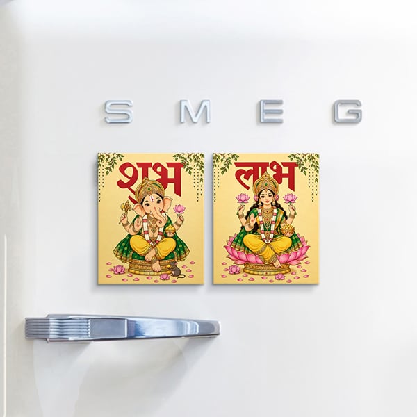 Ganesha Lakshmi Shub Labh Fridge Magnets