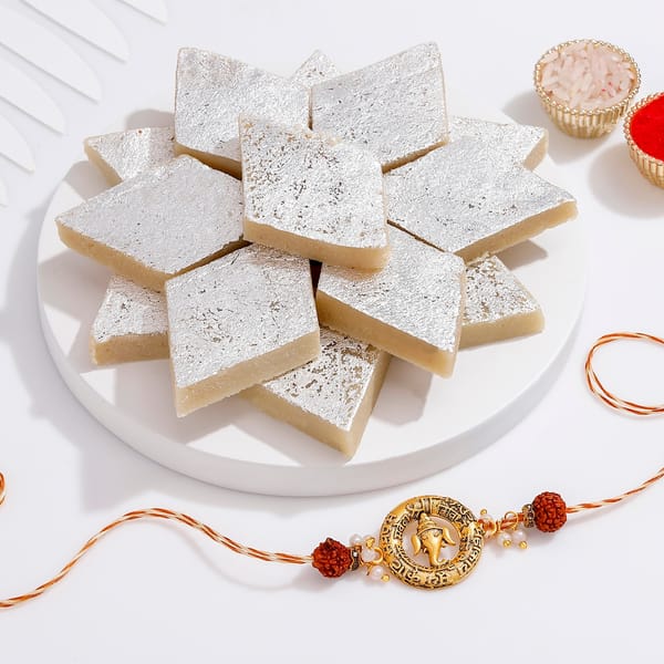 Ganesha Rakhi And Kaju Katli Duo