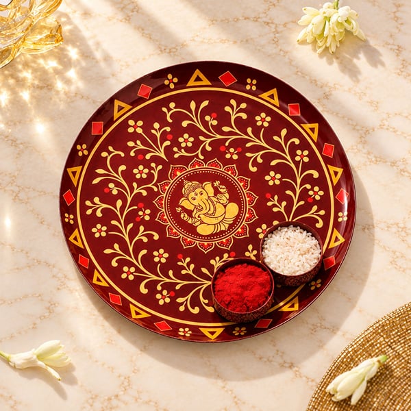Ganesha Thali with Roli Chawal Container