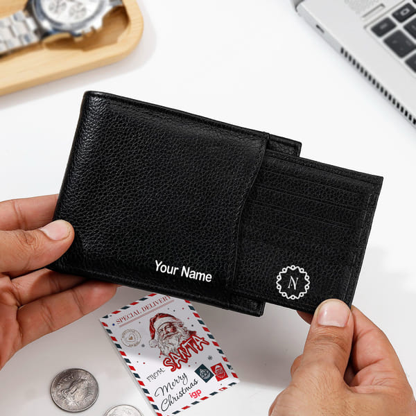 Genuine Leather Personalized Christmas Wallet And Card Holder Combo