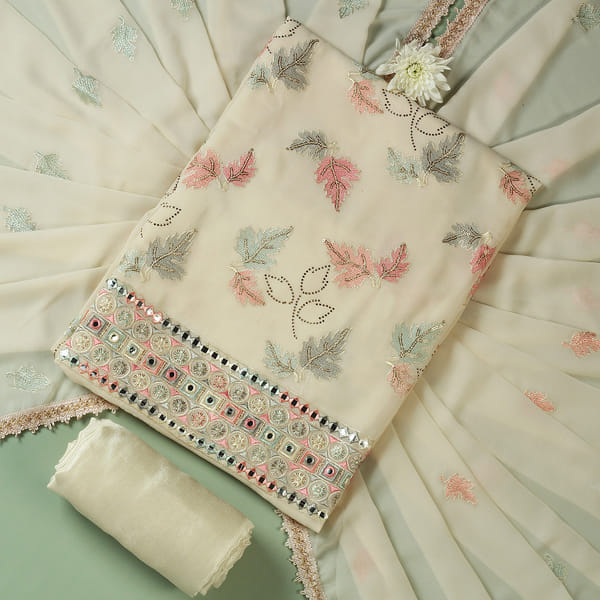 Georgette Embroidered Party Wear Dress Material