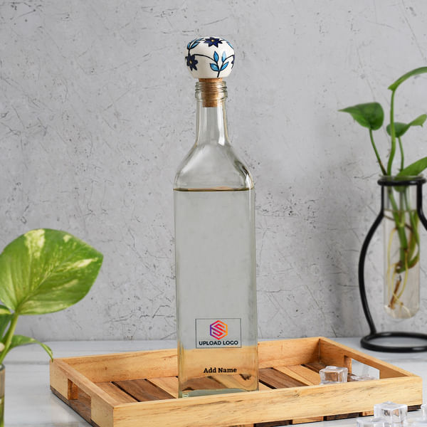 Glass Water Bottle - Customized With Logo And Name (1000 ml)