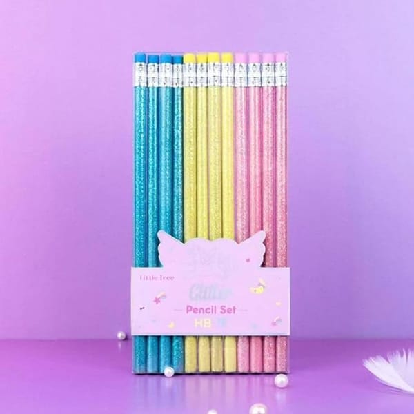 Glitter Script Premium Pencils Set Of 12