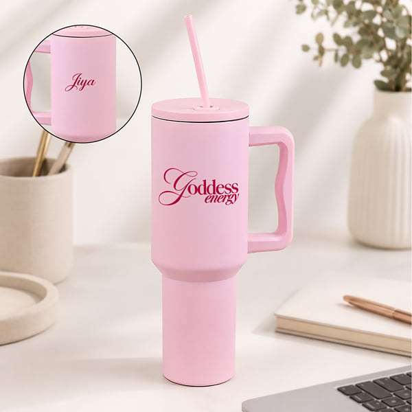 Goddess Energy Personalized Pink Tumbler